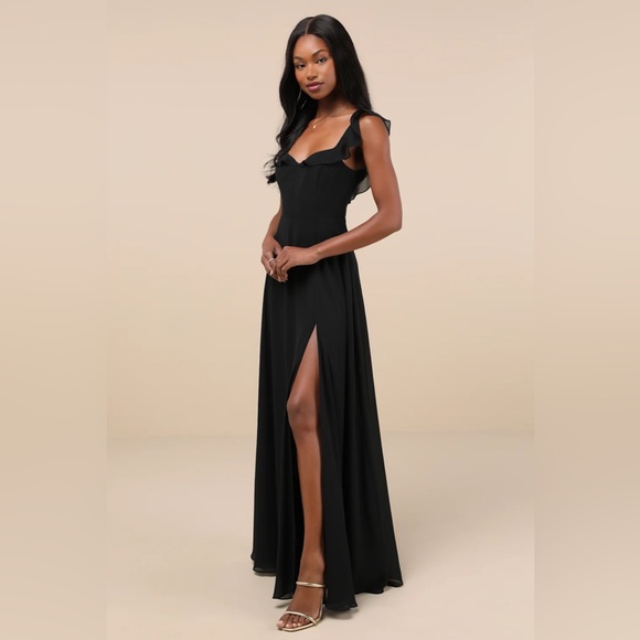 Lulus Dreamy Admiration Black Ruffled Maxi Dress - Picture 3 of 7